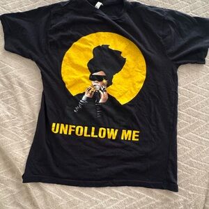 Erykah Badu Black Graphic Tee with Yellow Design